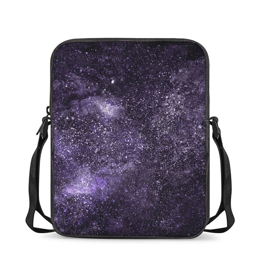 Dark Purple Cosmos Galaxy Space Print Rectangular Crossbody Bag
