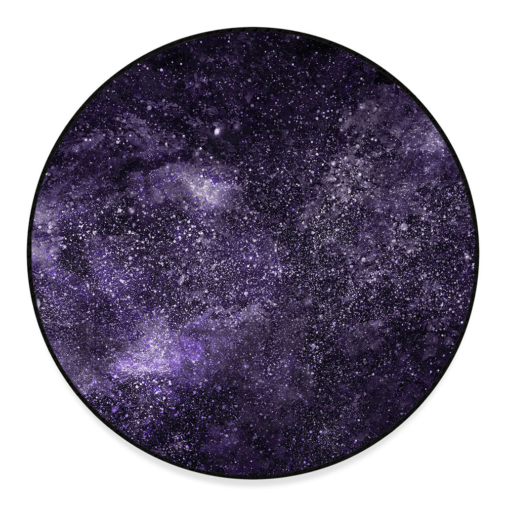 Dark Purple Cosmos Galaxy Space Print Round Floor Mat