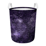 Dark Purple Cosmos Galaxy Space Print Round Laundry Basket