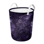 Dark Purple Cosmos Galaxy Space Print Round Laundry Basket