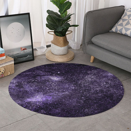 Dark Purple Cosmos Galaxy Space Print Round Rug