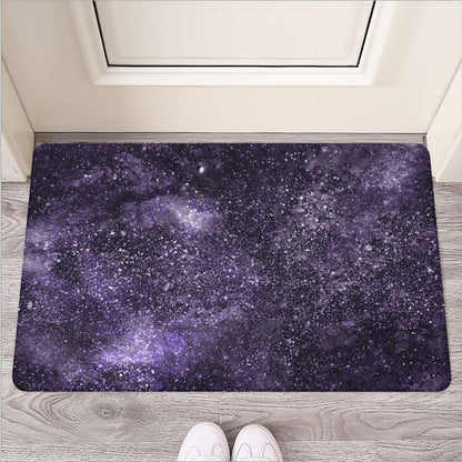Dark Purple Cosmos Galaxy Space Print Rubber Doormat