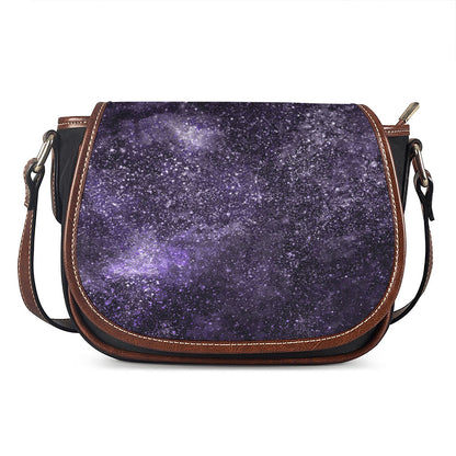 Dark Purple Cosmos Galaxy Space Print Saddle Bag