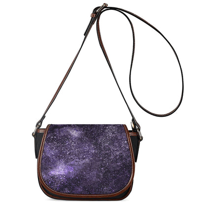 Dark Purple Cosmos Galaxy Space Print Saddle Bag
