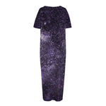 Dark Purple Cosmos Galaxy Space Print Short Sleeve Long Nightdress