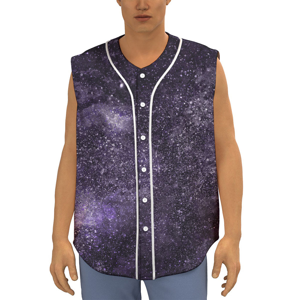 Dark Purple Cosmos Galaxy Space Print Sleeveless Baseball Jersey