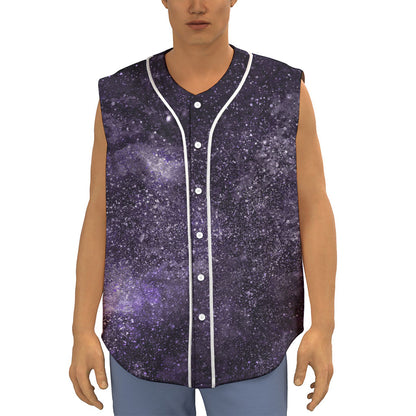 Dark Purple Cosmos Galaxy Space Print Sleeveless Baseball Jersey