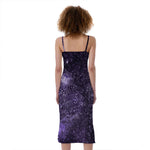 Dark Purple Cosmos Galaxy Space Print Slim Fit Midi Cami Dress