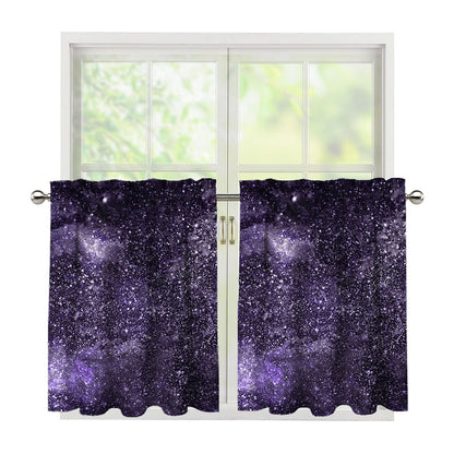 Dark Purple Cosmos Galaxy Space Print Tier Curtains