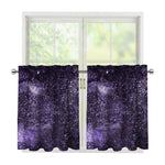Dark Purple Cosmos Galaxy Space Print Tier Curtains