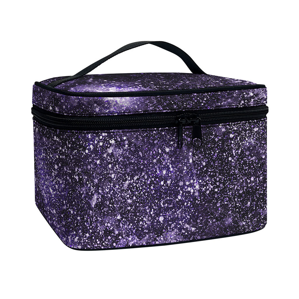 Dark Purple Cosmos Galaxy Space Print Travel Makeup Bag