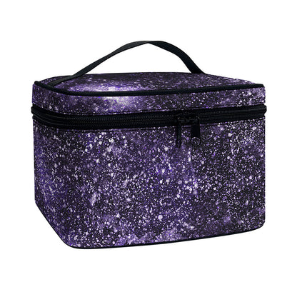 Dark Purple Cosmos Galaxy Space Print Travel Makeup Bag