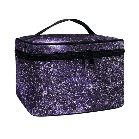Dark Purple Cosmos Galaxy Space Print Travel Makeup Bag