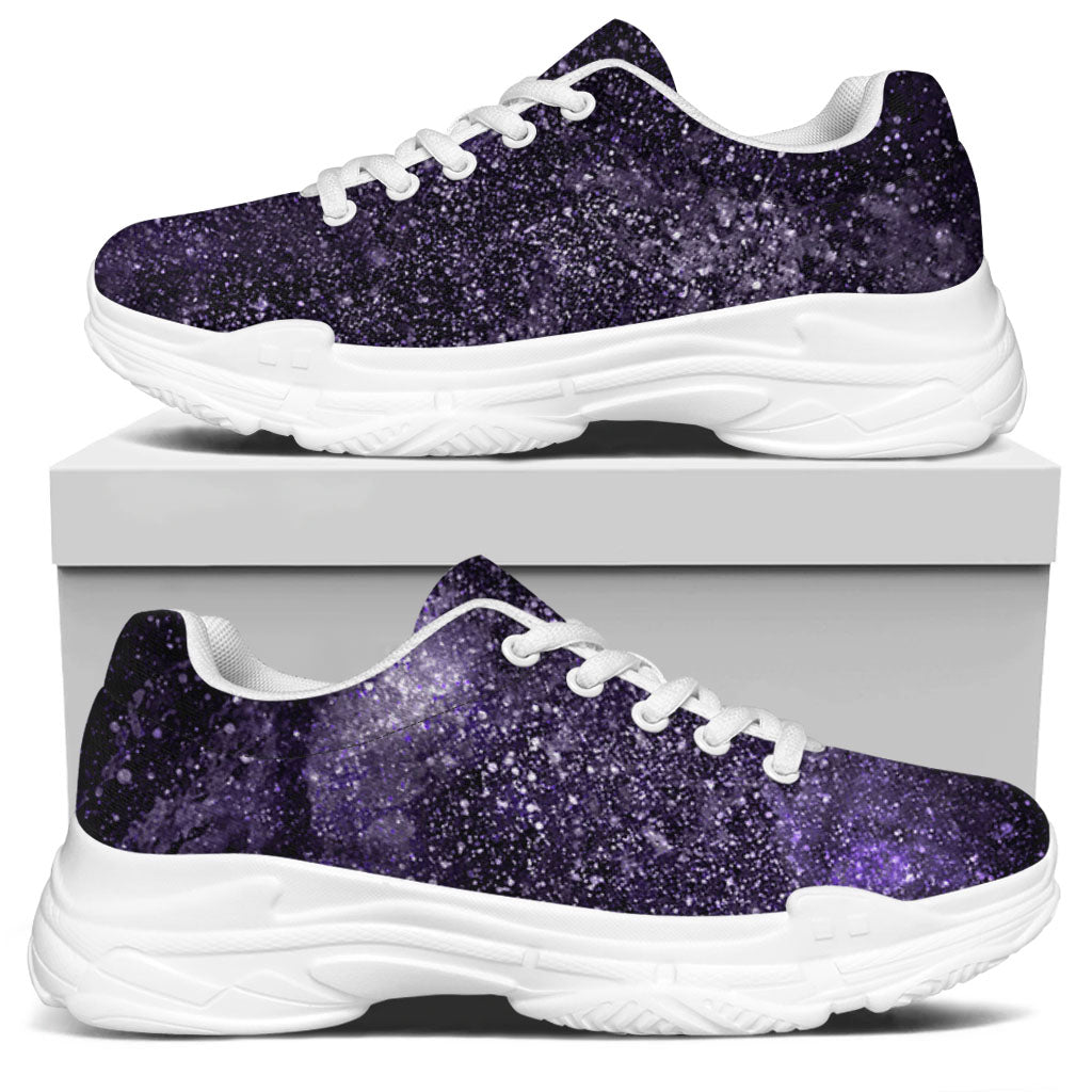 Dark Purple Cosmos Galaxy Space Print White Chunky Shoes