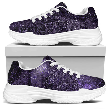 Dark Purple Cosmos Galaxy Space Print White Chunky Shoes