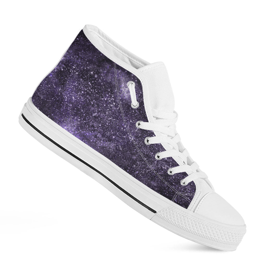 Dark Purple Cosmos Galaxy Space Print White High Top Sneakers
