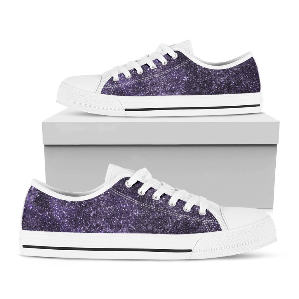 Dark Purple Cosmos Galaxy Space Print White Low Top Sneakers
