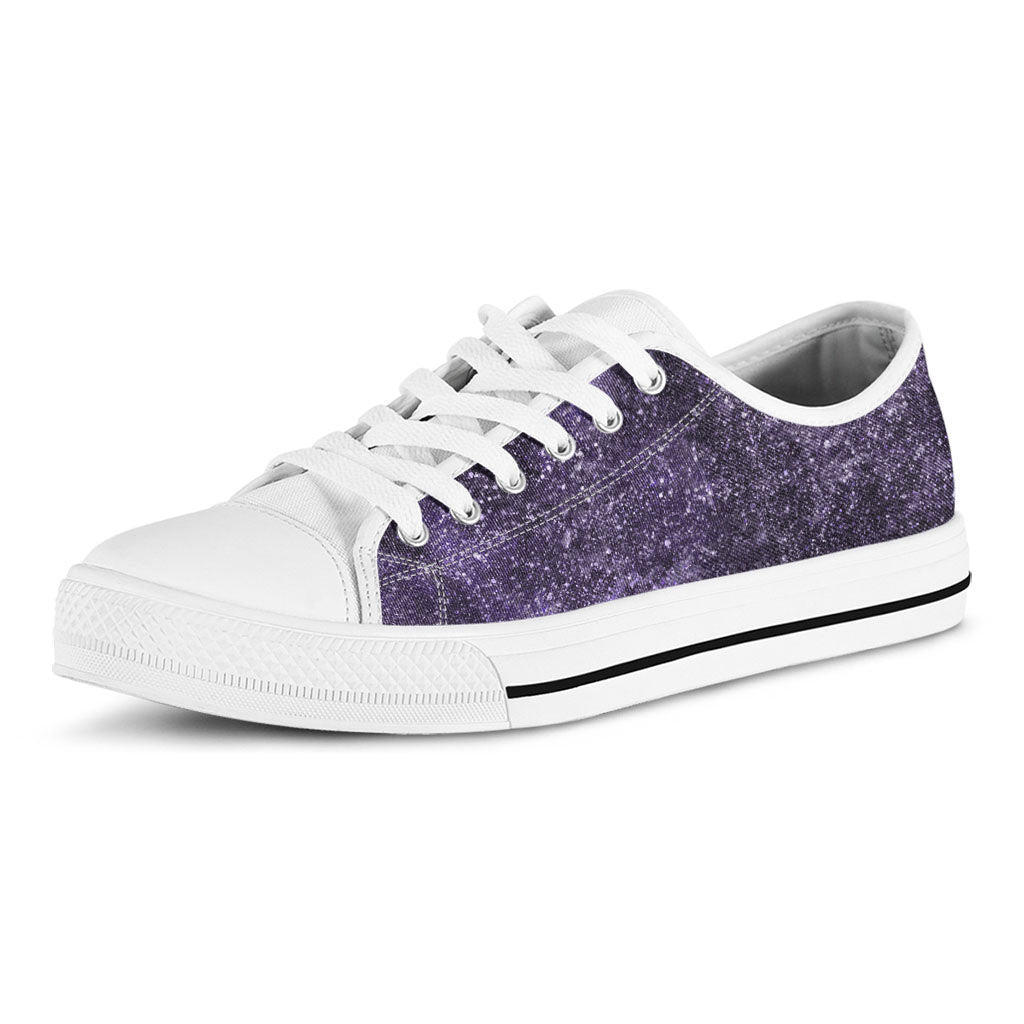 Dark Purple Cosmos Galaxy Space Print White Low Top Sneakers