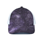 Dark Purple Cosmos Galaxy Space Print White Mesh Trucker Cap