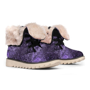 Dark Purple Cosmos Galaxy Space Print Winter Boots