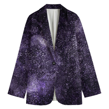 Dark Purple Cosmos Galaxy Space Print Women's Blazer