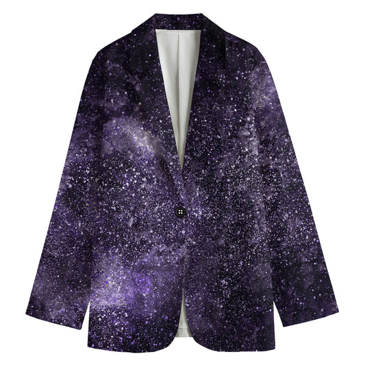 Dark Purple Cosmos Galaxy Space Print Women's Blazer