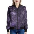 Dark Purple Cosmos Galaxy Space Print Women's Bomber Jacket
