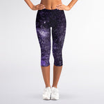 Dark Purple Cosmos Galaxy Space Print Women's Capri Leggings
