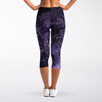Dark Purple Cosmos Galaxy Space Print Women's Capri Leggings