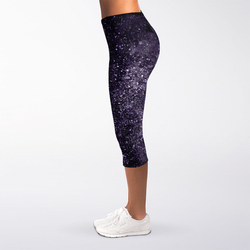 Dark Purple Cosmos Galaxy Space Print Women's Capri Leggings