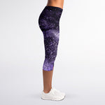 Dark Purple Cosmos Galaxy Space Print Women's Capri Leggings