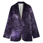 Dark Purple Cosmos Galaxy Space Print Women's Cotton Blazer