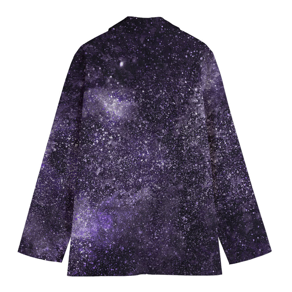 Dark Purple Cosmos Galaxy Space Print Women's Cotton Blazer