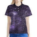 Dark Purple Cosmos Galaxy Space Print Women's Polo Shirt