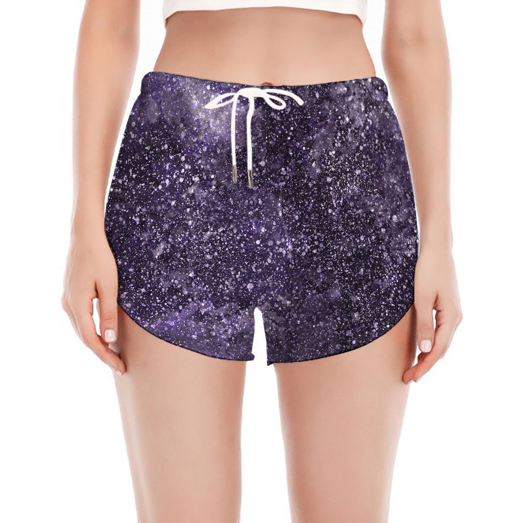 Dark Purple Cosmos Galaxy Space Print Women's Split Running Shorts