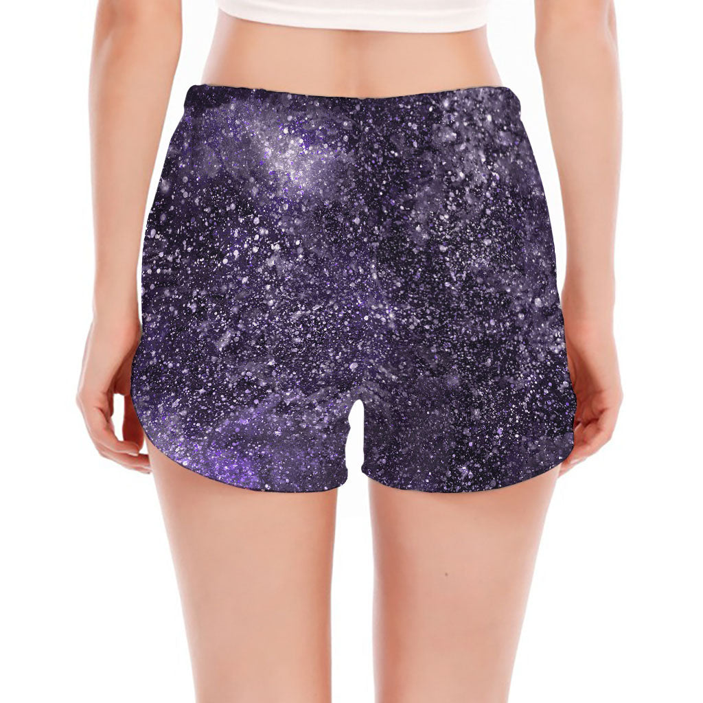 Dark Purple Cosmos Galaxy Space Print Women's Split Running Shorts