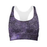 Dark Purple Cosmos Galaxy Space Print Women's Sports Bra