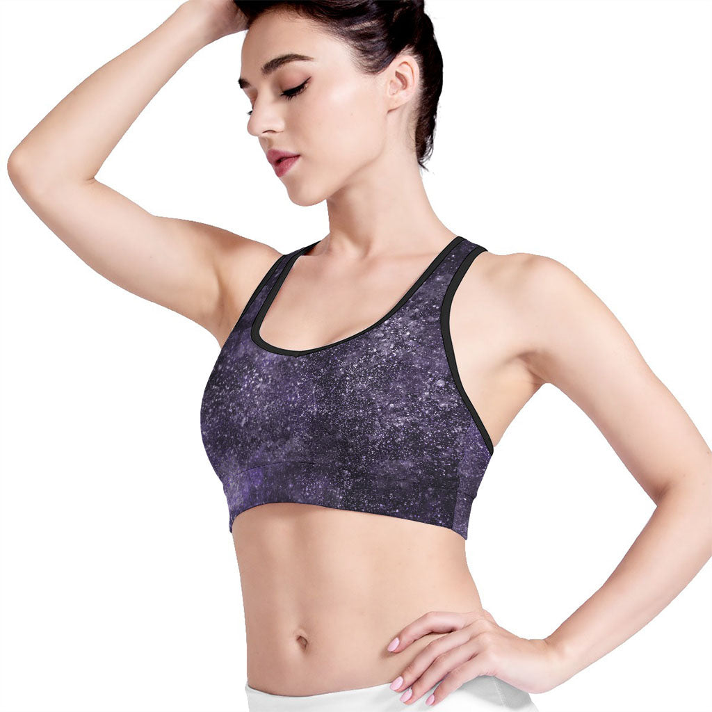Dark Purple Cosmos Galaxy Space Print Women's Sports Bra