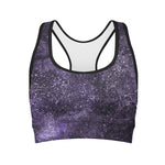 Dark Purple Cosmos Galaxy Space Print Women's Sports Bra