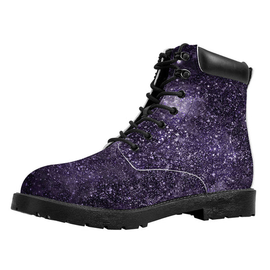 Dark Purple Cosmos Galaxy Space Print Work Boots