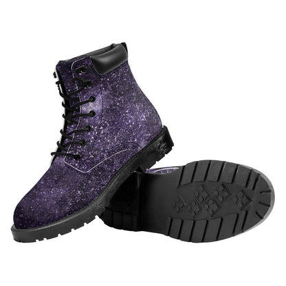 Dark Purple Cosmos Galaxy Space Print Work Boots