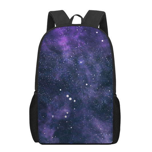Dark Purple Galaxy Outer Space Print 17 Inch Backpack