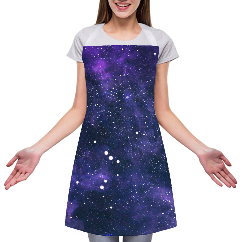 Dark Purple Galaxy Outer Space Print Adjustable Apron