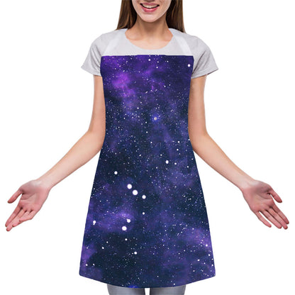 Dark Purple Galaxy Outer Space Print Adjustable Apron