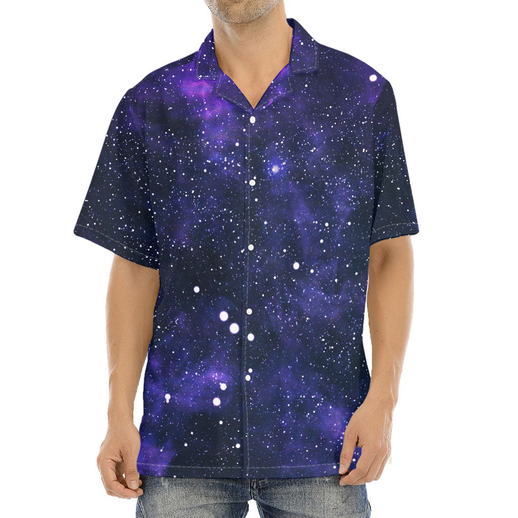 Dark Purple Galaxy Outer Space Print Aloha Shirt
