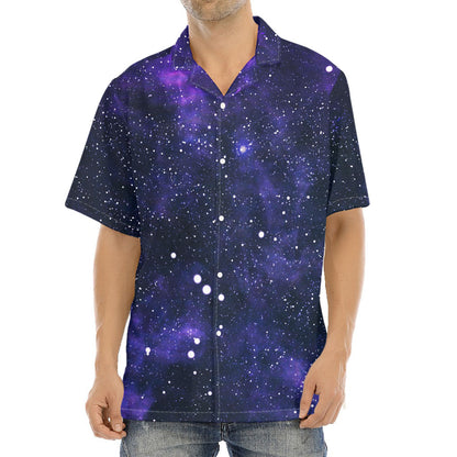 Dark Purple Galaxy Outer Space Print Aloha Shirt