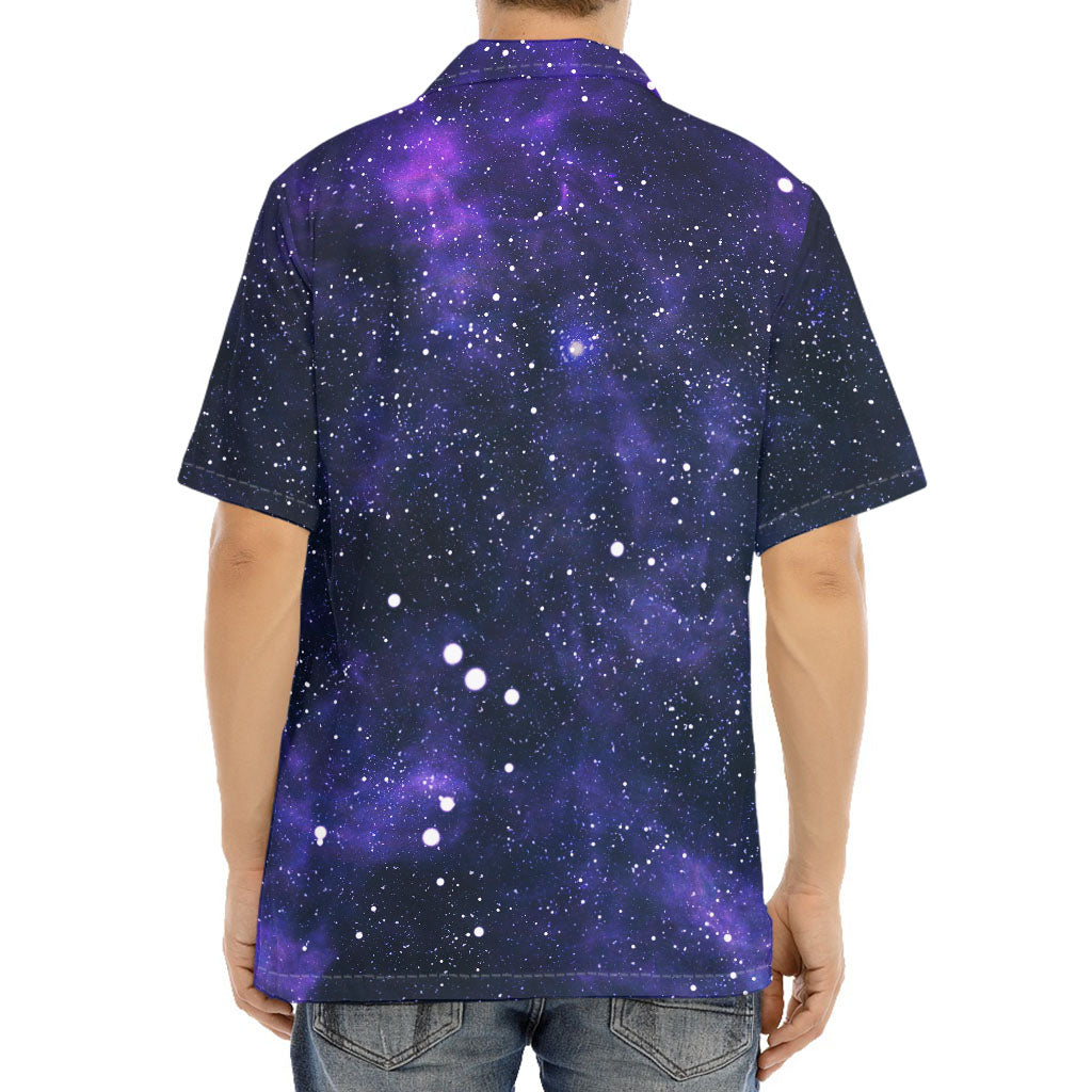 Dark Purple Galaxy Outer Space Print Aloha Shirt