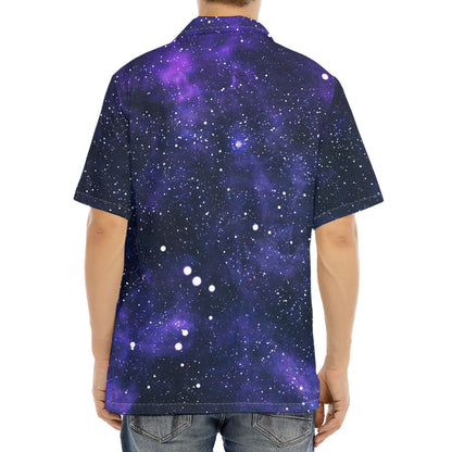 Dark Purple Galaxy Outer Space Print Aloha Shirt