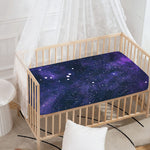 Dark Purple Galaxy Outer Space Print Baby Crib Sheet