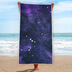 Dark Purple Galaxy Outer Space Print Beach Towel